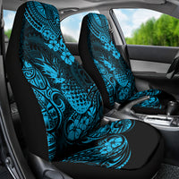 Hawaii Pineapple Car Seat Cover Polynesian Pattern Sky Blue Version - Wonder Print Shop