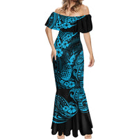 Hawaii Pineapple Mermaid Dress Polynesian Pattern Sky Blue Version - Wonder Print Shop