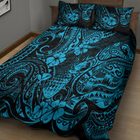 Hawaii Pineapple Quilt Bed Set Polynesian Pattern Sky Blue Version - Wonder Print Shop