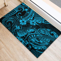 Hawaii Pineapple Rubber Doormat Polynesian Pattern Sky Blue Version - Wonder Print Shop
