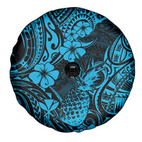 Hawaii Pineapple Spare Tire Cover Polynesian Pattern Sky Blue Version - Wonder Print Shop