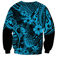 Hawaii Pineapple Sweatshirt Polynesian Pattern Sky Blue Version - Wonder Print Shop