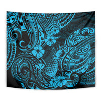 Hawaii Pineapple Tapestry Polynesian Pattern Sky Blue Version - Wonder Print Shop