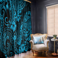 Hawaii Pineapple Window Curtain Polynesian Pattern Sky Blue Version - Wonder Print Shop