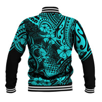 Hawaii Pineapple Baseball Jacket Polynesian Pattern Turquoise Version - Wonder Print Shop