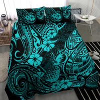 Hawaii Pineapple Bedding Set Polynesian Pattern Turquoise Version - Wonder Print Shop
