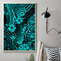 Hawaii Pineapple Canvas Wall Art Polynesian Pattern Turquoise Version - Wonder Print Shop