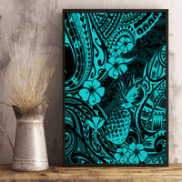 Hawaii Pineapple Canvas Wall Art Polynesian Pattern Turquoise Version - Wonder Print Shop