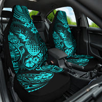 Hawaii Pineapple Car Seat Cover Polynesian Pattern Turquoise Version - Wonder Print Shop