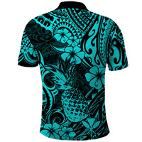 Hawaii Pineapple Polo Shirt Polynesian Pattern Turquoise Version - Wonder Print Shop
