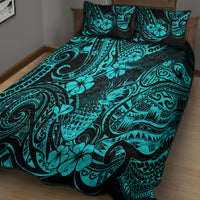 Hawaii Pineapple Quilt Bed Set Polynesian Pattern Turquoise Version - Wonder Print Shop