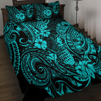 Hawaii Pineapple Quilt Bed Set Polynesian Pattern Turquoise Version - Wonder Print Shop