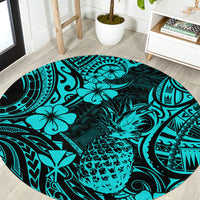 hawaii-pineapple-round-carpet-polynesian-pattern-turquoise-version