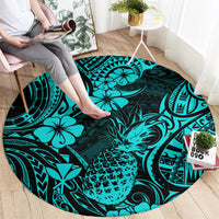 hawaii-pineapple-round-carpet-polynesian-pattern-turquoise-version