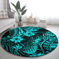 hawaii-pineapple-round-carpet-polynesian-pattern-turquoise-version