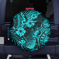 Hawaii Pineapple Spare Tire Cover Polynesian Pattern Turquoise Version - Wonder Print Shop