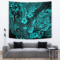 Hawaii Pineapple Tapestry Polynesian Pattern Turquoise Version - Wonder Print Shop