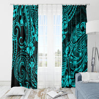 Hawaii Pineapple Window Curtain Polynesian Pattern Turquoise Version - Wonder Print Shop