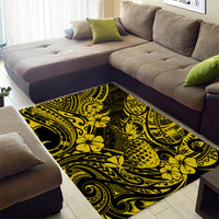 Hawaii Pineapple Area Rug Polynesian Pattern Yellow Version - Wonder Print Shop