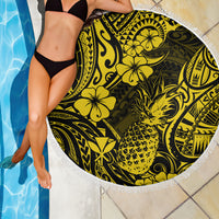 Hawaii Pineapple Beach Blanket Polynesian Pattern Yellow Version - Wonder Print Shop
