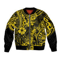 Hawaii Pineapple Bomber Jacket Polynesian Pattern Yellow Version - Wonder Print Shop