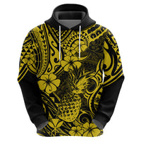 Hawaii Pineapple Hoodie Polynesian Pattern Yellow Version - Wonder Print Shop