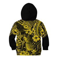 Hawaii Pineapple Kid Hoodie Polynesian Pattern Yellow Version - Wonder Print Shop