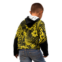 Hawaii Pineapple Kid Hoodie Polynesian Pattern Yellow Version - Wonder Print Shop