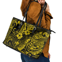 Hawaii Pineapple Leather Tote Bag Polynesian Pattern Yellow Version - Wonder Print Shop
