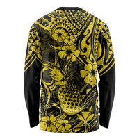 Hawaii Pineapple Long Sleeve Shirt Polynesian Pattern Yellow Version - Wonder Print Shop