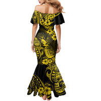 Hawaii Pineapple Mermaid Dress Polynesian Pattern Yellow Version - Wonder Print Shop
