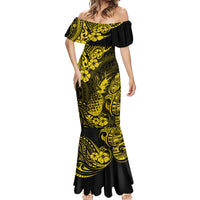 Hawaii Pineapple Mermaid Dress Polynesian Pattern Yellow Version - Wonder Print Shop