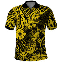 Hawaii Pineapple Polo Shirt Polynesian Pattern Yellow Version - Wonder Print Shop