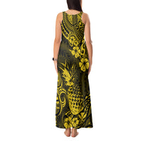 Hawaii Pineapple Tank Maxi Dress Polynesian Pattern Yellow Version - Wonder Print Shop