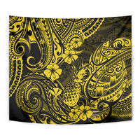 Hawaii Pineapple Tapestry Polynesian Pattern Yellow Version - Wonder Print Shop
