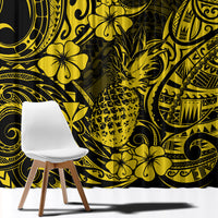 Hawaii Pineapple Window Curtain Polynesian Pattern Yellow Version - Wonder Print Shop