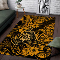 Hawaii Shaka Sign Area Rug With Polynesian Hibiscus Gold Unique - Wonder Print Shop
