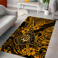 Hawaii Shaka Sign Area Rug With Polynesian Hibiscus Gold Unique - Wonder Print Shop