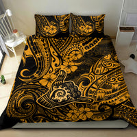 Hawaii Shaka Sign Bedding Set With Polynesian Hibiscus Gold Unique - Wonder Print Shop