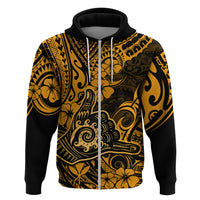 Hawaii Shaka Sign Hoodie With Polynesian Hibiscus Gold Unique - Wonder Print Shop