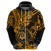 Hawaii Shaka Sign Hoodie With Polynesian Hibiscus Gold Unique - Wonder Print Shop