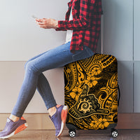 Hawaii Shaka Sign Luggage Cover With Polynesian Hibiscus Gold Unique - Wonder Print Shop