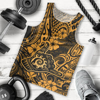 Hawaii Shaka Sign Men Tank Top With Polynesian Hibiscus Gold Unique - Wonder Print Shop
