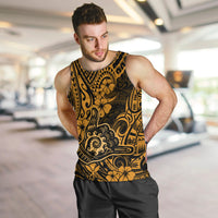 Hawaii Shaka Sign Men Tank Top With Polynesian Hibiscus Gold Unique - Wonder Print Shop