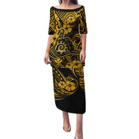 Hawaii Shaka Sign Puletasi With Polynesian Hibiscus Gold Unique - Wonder Print Shop