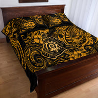 Hawaii Shaka Sign Quilt Bed Set With Polynesian Hibiscus Gold Unique - Wonder Print Shop