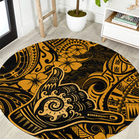 hawaii-shaka-sign-round-carpet-with-polynesian-hibiscus-gold-unique