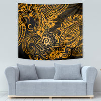 Hawaii Shaka Sign Tapestry With Polynesian Hibiscus Gold Unique - Wonder Print Shop