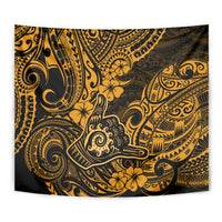 Hawaii Shaka Sign Tapestry With Polynesian Hibiscus Gold Unique - Wonder Print Shop