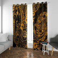 Hawaii Shaka Sign Window Curtain With Polynesian Hibiscus Gold Unique - Wonder Print Shop